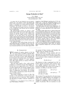 Energy Production in Stars