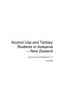 Alcohol Use and Tertiary Students in Aotearoa – New Zealand