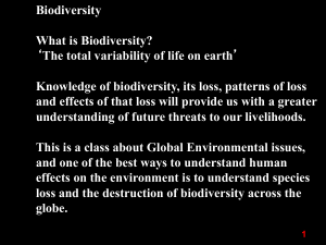 Biodiversity What is Biodiversity? `The total variability of life on earth