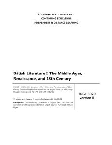 British Literature I: The Middle Ages, Renaissance