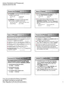 Library Orientation and Clauses and Phrases (G#2)