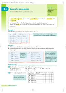 Quadratic sequences - Pearson Schools and FE Colleges