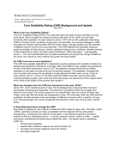 Corn Suitability Rating (CSR) Background and Update