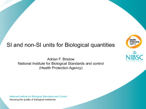 SI and non-SI units for Biological quantities