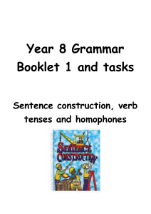 Year 8 Grammar Booklet 1 and tasks