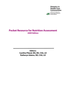 Pocket Resource for Nutrition Assessment