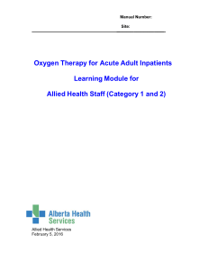 Oxygen Therapy Learning Module Cat.1 and 2, 2016