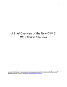 A Brief Overview of the New DSM 5 With Ethical Citations