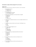 02-01/02 Intro to Light and Electromagnetic waves Problem Set