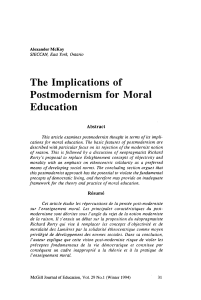 The Implications of Postmodernism for Moral Education