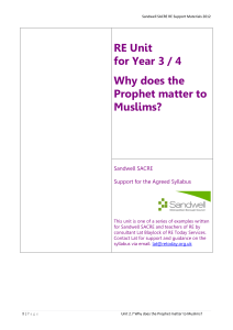 2.7 Y3 4 Why does the Prophet matter to Muslims Sandwell SACRE