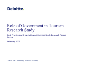 Role of Government in Tourism Research Study