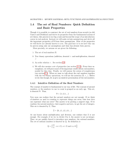 1.4 The set of Real Numbers: Quick Definition and