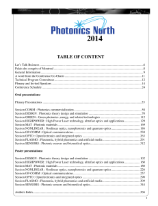 table of content - Photonics North