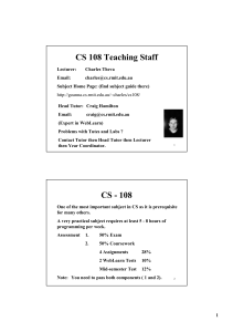 CS 108 Teaching Staff CS - 108
