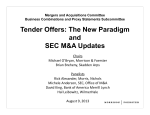 Tender Offers: The New Paradigm and SEC