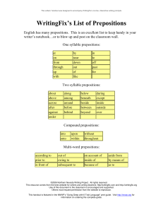 List of Prepositions