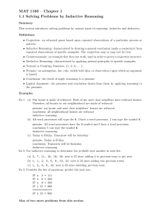 MAT 1160 – Chapter 1 1.1 Solving Problems by Inductive Reasoning