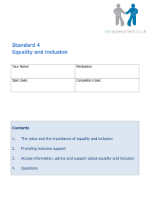 Standard 4 Equality and inclusion