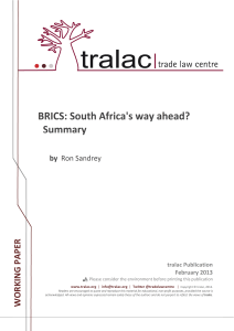 BRICS: South Africa`s way ahead? Summary