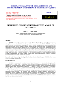 high speed cordic design for fixed angle of rotation
