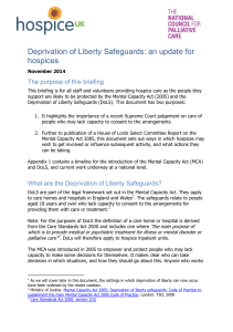 Deprivation of Liberty Safeguards: an update for hospices