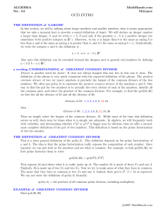 gcd intro - MathHands