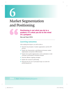 Market Segmentation and Positioning