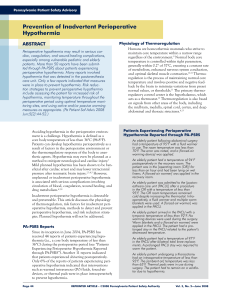 Prevention of Inadvertent Perioperative Hypothermia