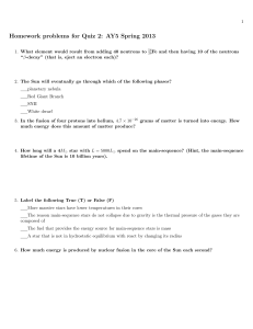 Homework problems for Quiz 2: AY5 Spring 2013