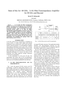 State-of-the-Art 60 GHz, 3.6 K-Ohm Transimpedance