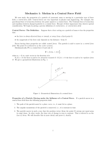 Mechanics 1: Motion in a Central Force Field