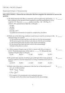CHE 1401 - Fall 2015 - Chapter 5 Homework 5 (Chapter 5
