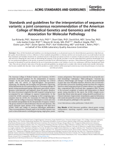 Standards and guidelines for the interpretation of sequence
