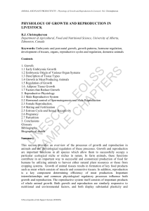 Physiology of Growth and Reproduction In Livestock