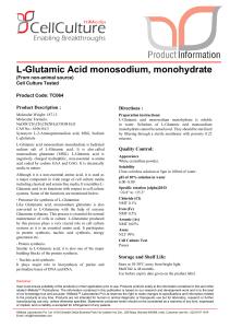 L-Glutamic Acid monosodium, monohydrate