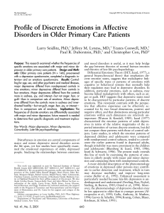 Profile of Discrete Emotions in Affective Disorders in Older Primary