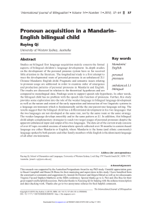 Pronoun acquisition in a Mandarin– English bilingual child