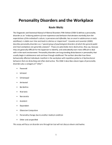 Personality Disorders and the Workplace