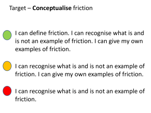 Target – Conceptualise friction I can define friction. I can recognise