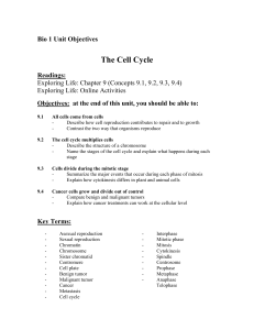Bio 1 Unit - The Cell Cycle