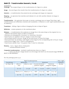 Math II – Transformation Geometry Vocab