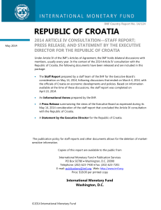 Republic of Croatia: 2014 Article IV Consultation--Staff Report