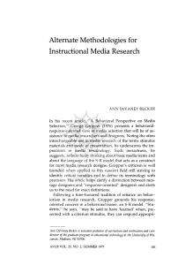 Alternate methodologies for instructional media research