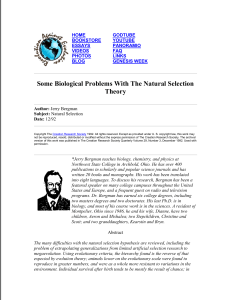 Some Biological Problems With The Natural Selection Theory