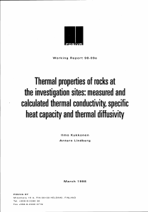 Thermal properties of rocks at the investigation sites
