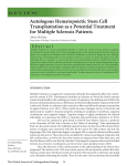 Autologous Hematopoietic Stem Cell Transplantation as a Potential