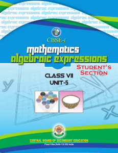algebraic expressions - CBSE