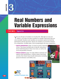 Real Numbers and Variable Expressions