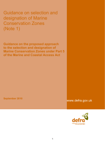 Guidance on selection and designation of Marine Conservation